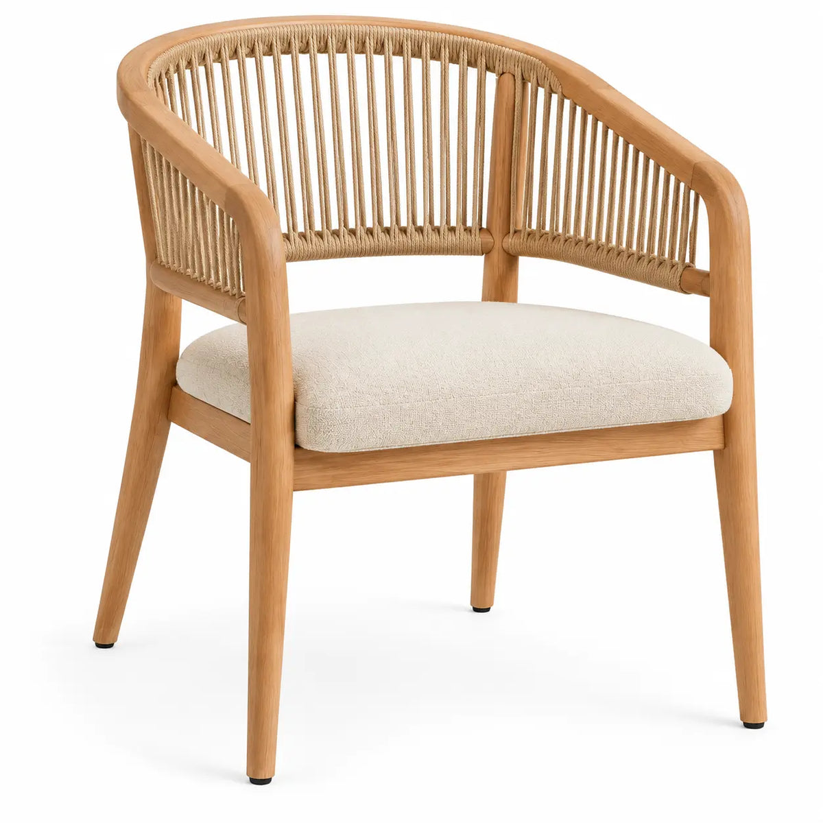 Silla con respaldo con detalles de líneas verticales, beige y marrón