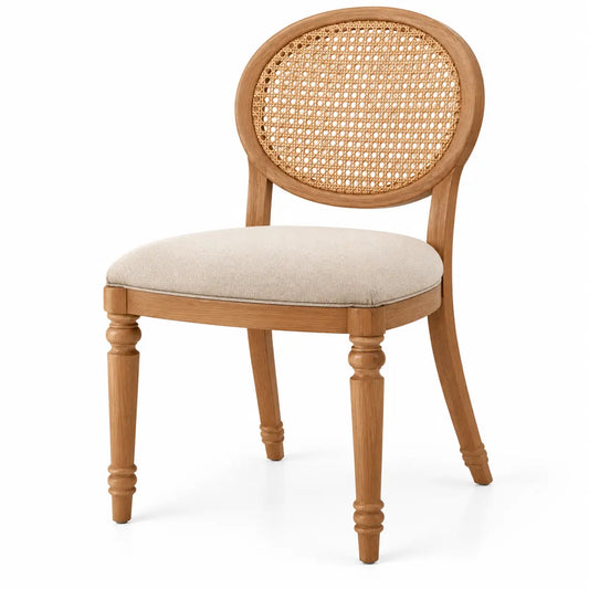 Silla con respaldo de contorno redondeado, beige y marrón
